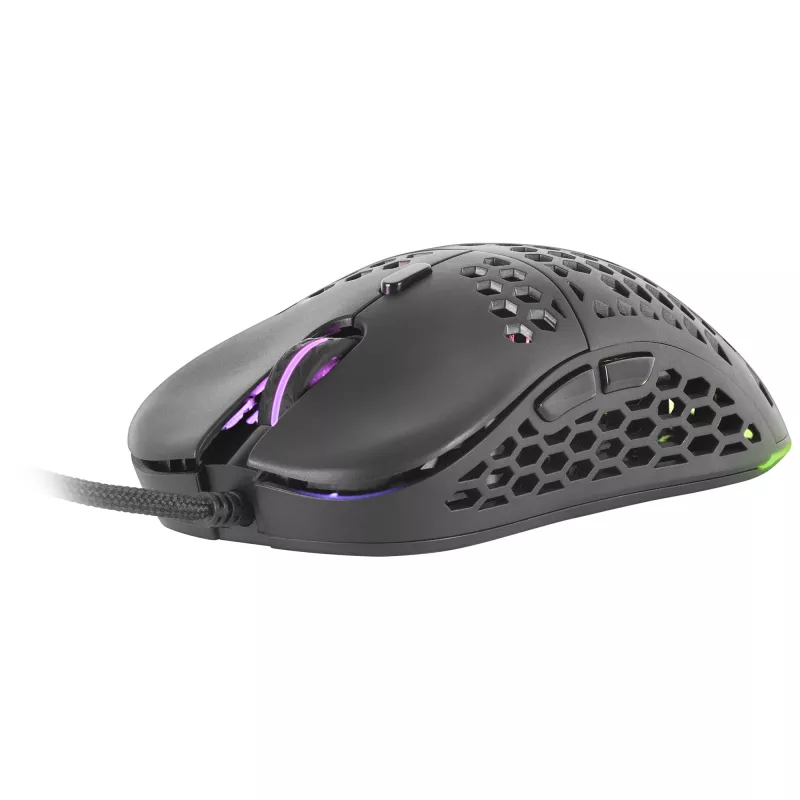 Mars Gaming MM55 Black RGB Chroma žaidimų pelė itin lengva 55g 12800 DPI HUANO mechaniniai jungikliai