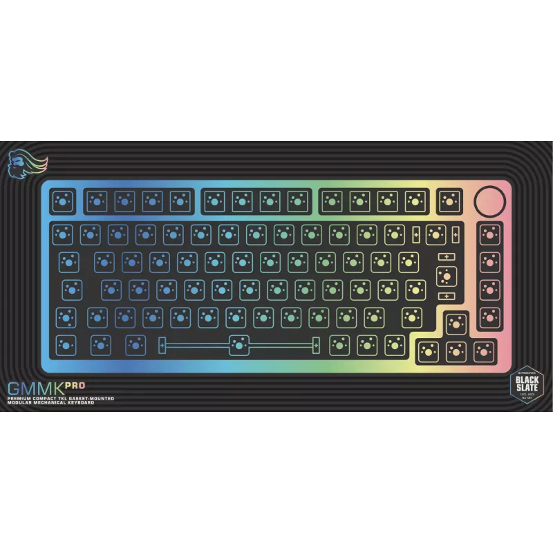 Klaviatūros korpusas GLORIOUS GMMK Pro — 75% aliuminio dėklas, juoda, 332×135×32 mm, 1,5 kg