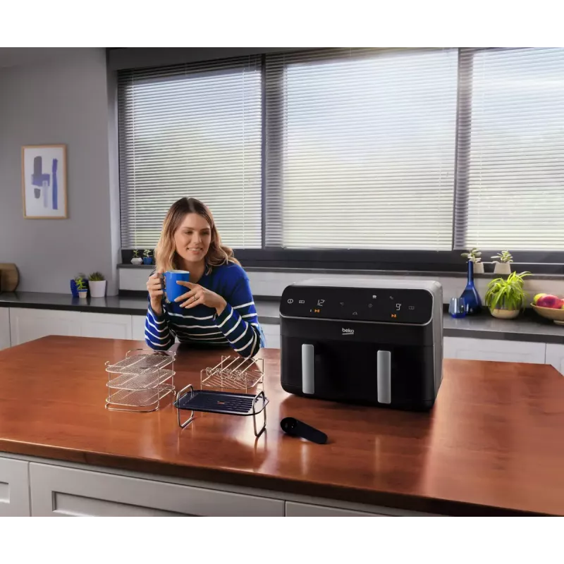 Karšto oro gruzdintuvė Beko FRL5388B ExpertFry 8,5 L 2400 W juoda su jutikliniais valdikliais