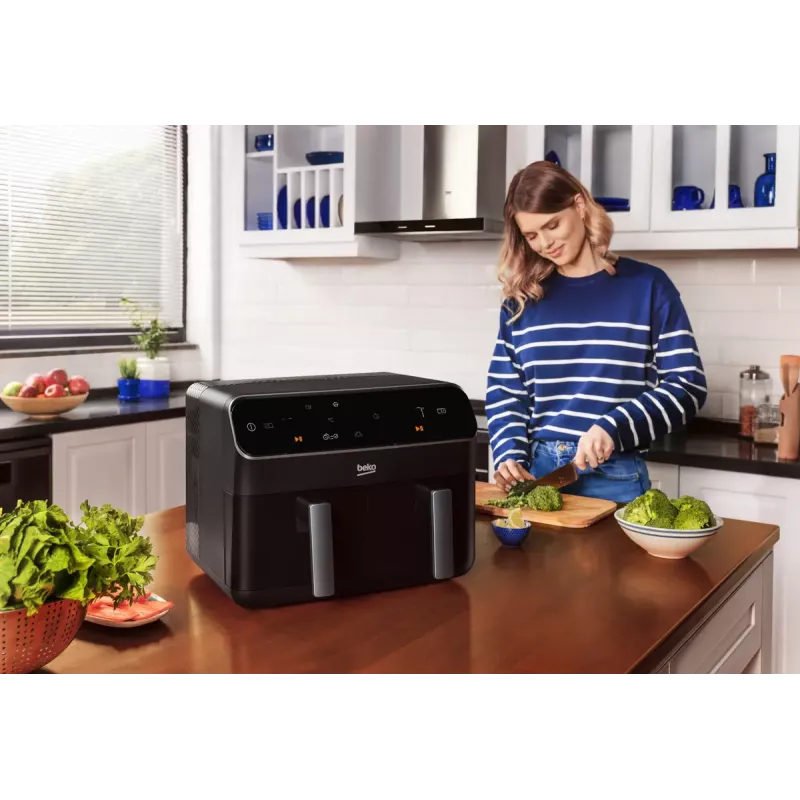 Karšto oro gruzdintuvė Beko FRL5388B ExpertFry 8,5 L 2400 W juoda su jutikliniais valdikliais