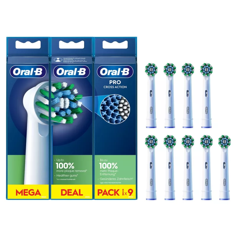 Oral-B CrossAction dantų šepetėlio galvutės 9 vnt. baltos