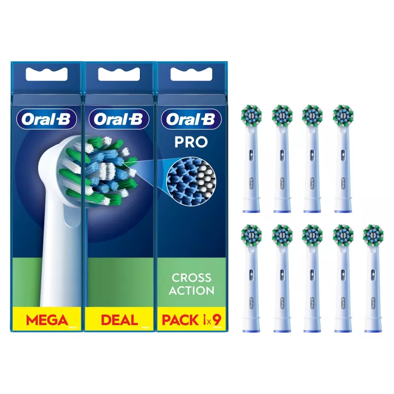 Oral-B CrossAction dantų šepetėlio galvutės 9 vnt. baltos