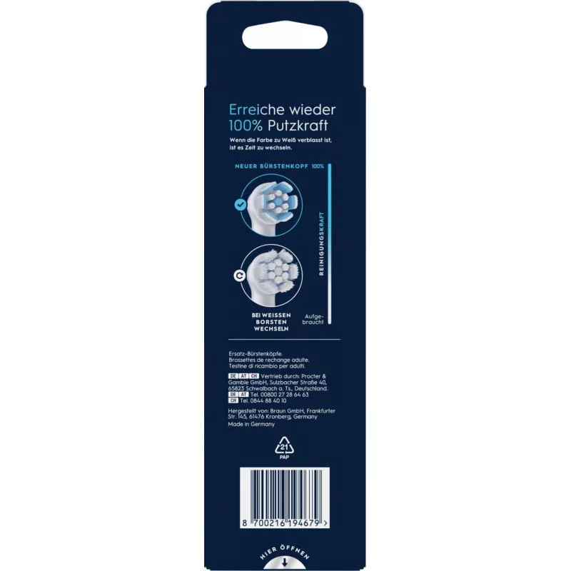 Oral-B dantų šepetėlio galvutė 6 vnt. Balta