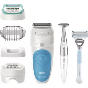 Braun Silk-épil 5 810 + Gillette Venus Trimmer 28 pincetų mėlyna, balta