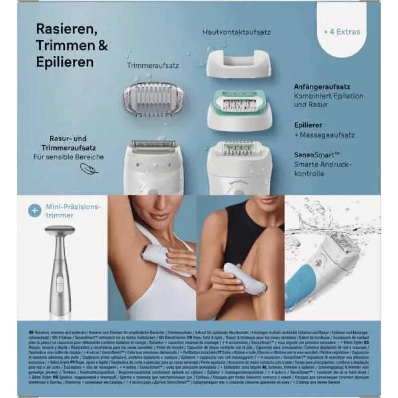 Braun Silk-épil 5 810 + Gillette Venus Trimmer 28 pincetų mėlyna, balta