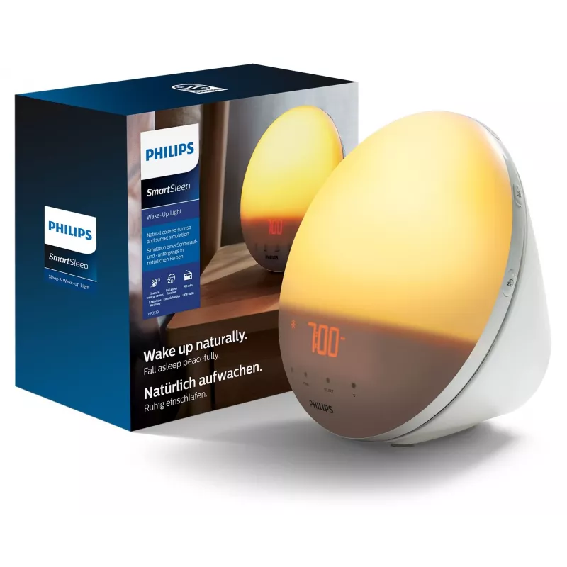 Žadintuvas su saulėtekiu Philips SmartSleep HF3531/01 – LED saulėtekio imitacija, 300 lx, 7 garsų, 9 min. snaudimas