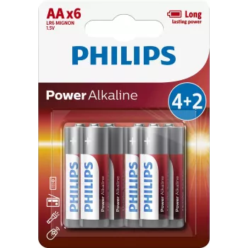 Philips Power Alkaline baterija LR6P6BP/10 (AA, 6 vnt.)