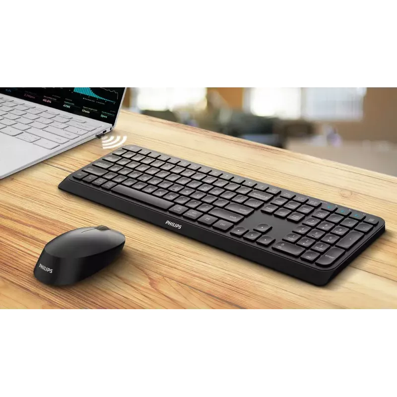Philips 3000 serijos SPT6307B/31 belaidė klaviatūra su pele, RF, QWERTY, juoda