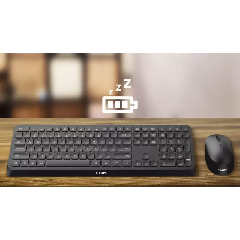 Philips 3000 serijos SPT6307B/31 belaidė klaviatūra su pele, RF, QWERTY, juoda