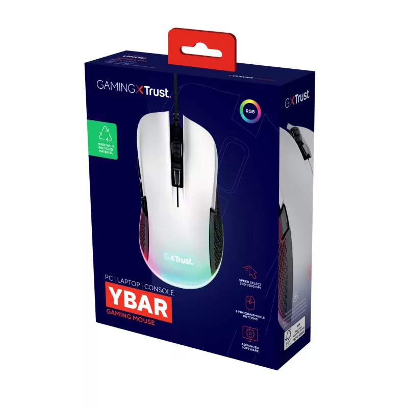 Trust GXT 922 Ybar žaidimų pelė, dešinei rankai, USB Type-A, optinė, 7200 DPI