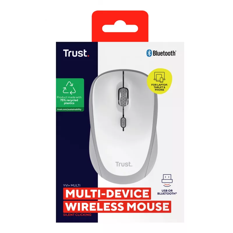 Trust Yvi+ pelė Universal Ambidextrous RF Wireless + Bluetooth Optinė 1600 DPI