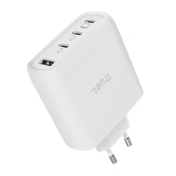 TRUST Maxo 65W greitasis AC sieninis įkroviklis, 3x USB-C, 20V maks., 2 m laidas, baltas