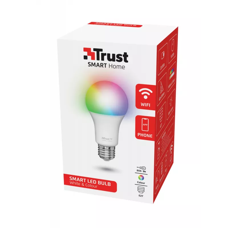 Išmanioji lemputė TRUST 71281 – Wi‑Fi, E27, balta, 60×60×108 mm