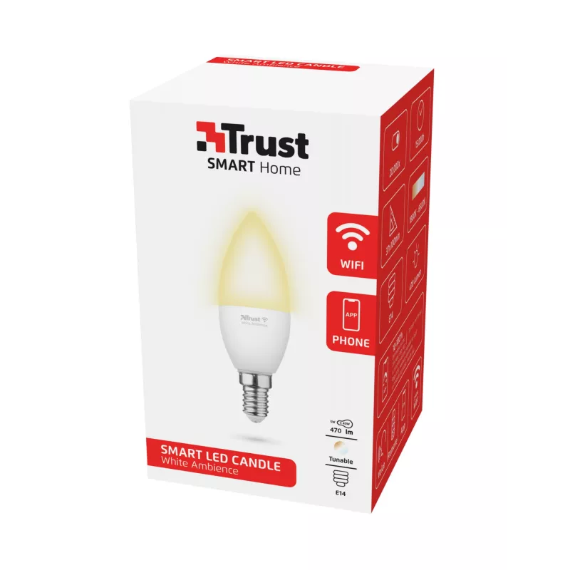 Trust 71284 išmani LED žvakė E14 Wi-Fi balta