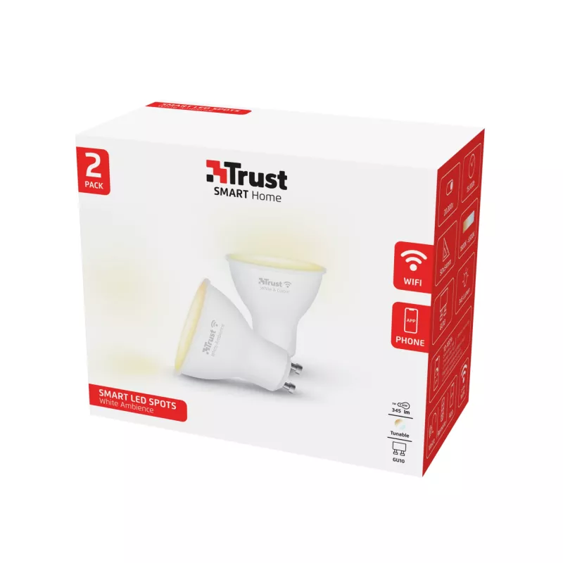 Trust 71296 išmanioji LED lemputė GU10, Wi-Fi, balta šviesa, 2 vnt.