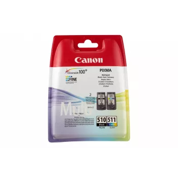 Canon PG-510/CL-511 rašalo kasetės multipakas, juoda, žydra, purpurinė, geltona, 2 vnt., 300 puslapių