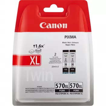 Canon PGI-570BK XL didelės talpos juodo rašalo kasetė (2 vnt. pakuotė)