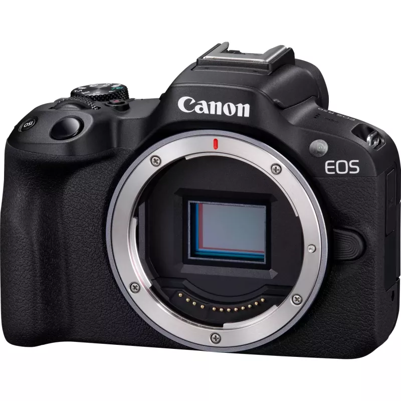 Canon EOS R50 veidrodinis fotoaparatas su objektyvais RF-S 18-45mm ir RF 75-300mm (24,2 MP, juodas)
