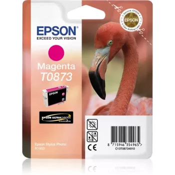 Epson Flamingo kasetė T0873 rausvai raudona (magenta) – blizgi, pigmentinė, 11,4 ml
