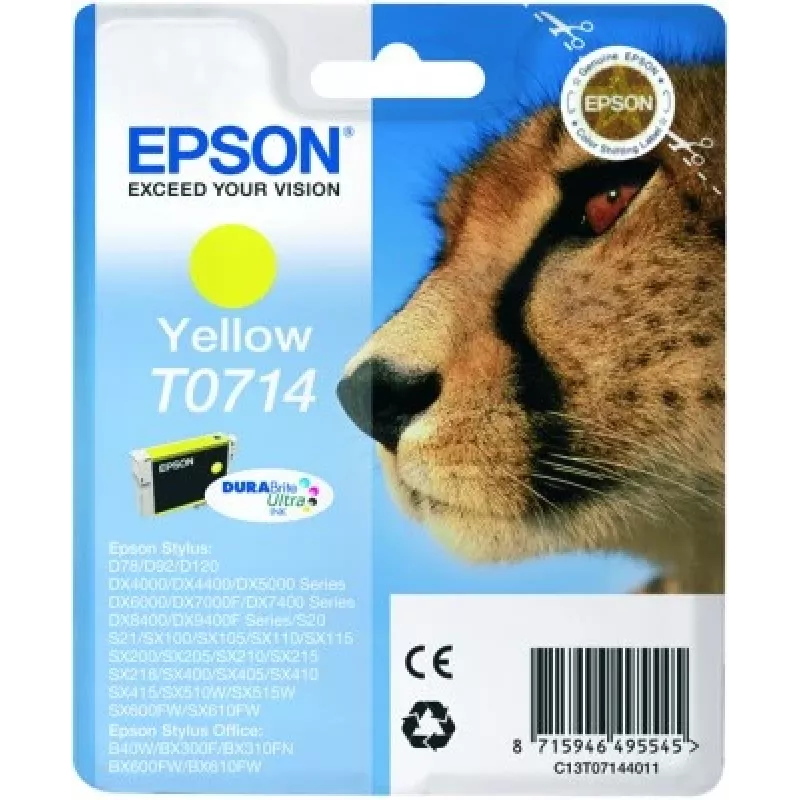 Epson Cheetah Singlepack Geltona T0714 DURABrite Ultra rašalas