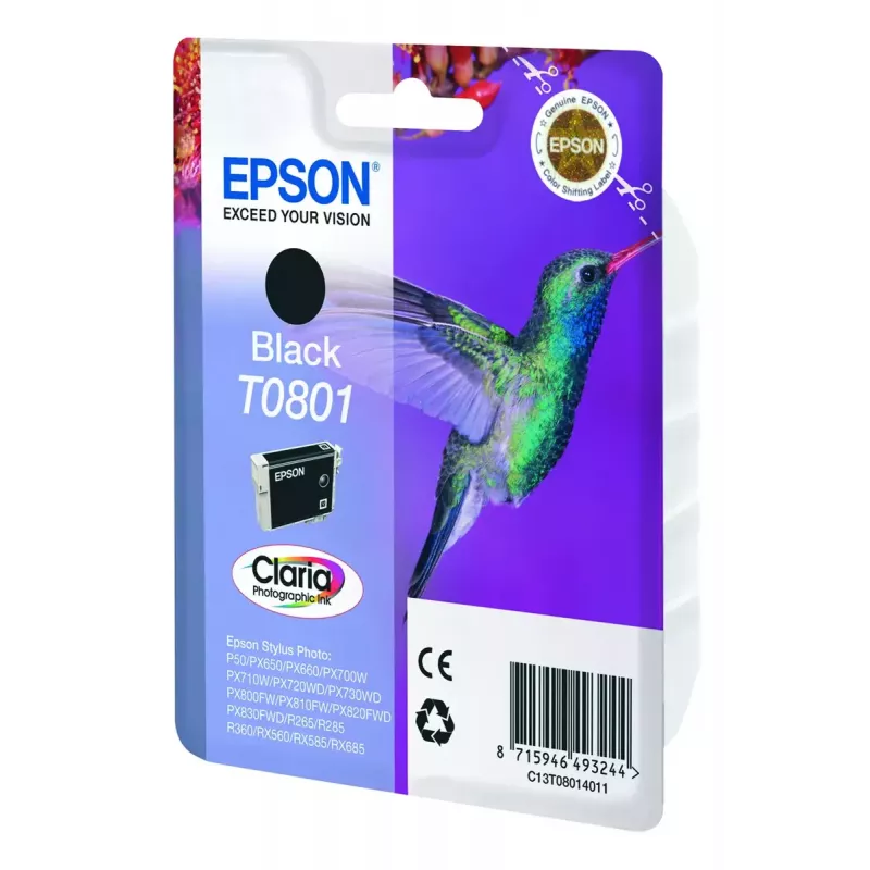 Epson Hummingbird Singlepack Black T0801 Claria fotografo rašalas
