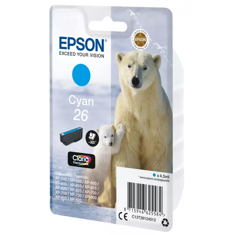 Epson Original Claria Premium kasetė Cyan 26 (C13T26124012)