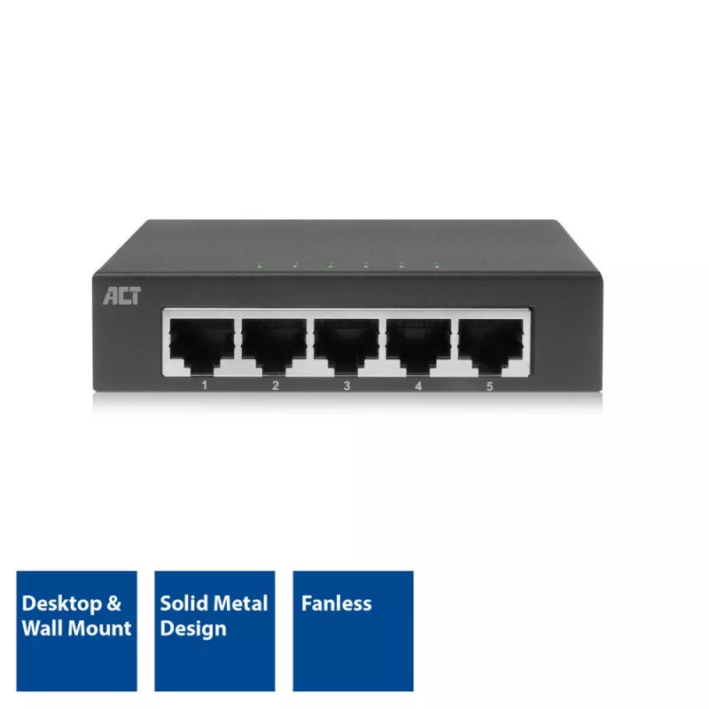 Nevaldomas jungiklis ACT AC4415 Gigabit Ethernet 5 prievadai 10 Gbit/s