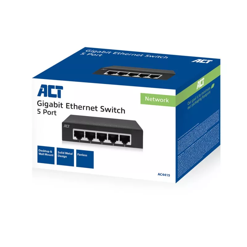Nevaldomas jungiklis ACT AC4415 Gigabit Ethernet 5 prievadai 10 Gbit/s