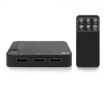 ACT 4K HDMI jungiklis 5 į 1, HDMI, juodas, 2160p, 18 Gbit/s, 4096 x 2160 pikseliai, 4K Ultra HD