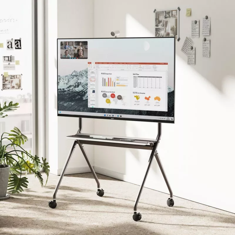 ACT Mobilus TV/monitoriaus stovas ant ratukų, 50–86 colių, VESA, aliuminis, plastikas, plienas, pilka