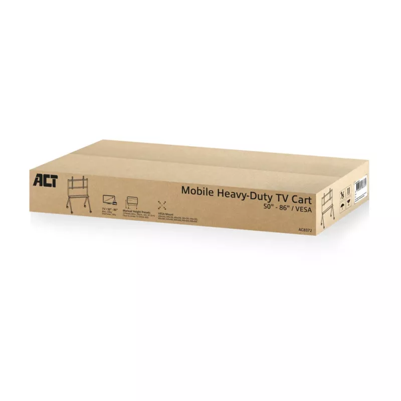 ACT Mobilus TV/monitoriaus stovas ant ratukų, 50–86 colių, VESA, aliuminis, plastikas, plienas, pilka