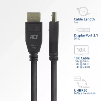 ACT AK4081 DisplayPort kabelis 1 m Juodas