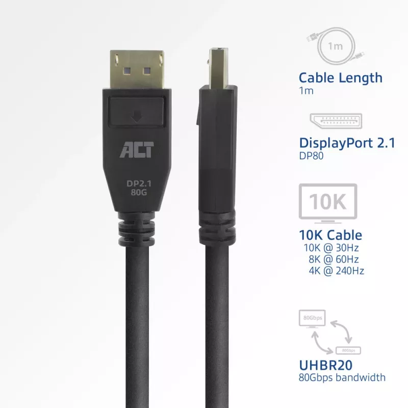 ACT AK4081 DisplayPort kabelis 1 m Juodas