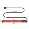 Prailginimo laidas ACT PD3155 — 3 m kabelis, 9 Type E kištukiniai lizdai, 250 V, 16 A, 4000 W, Vidaus naudojimui, Juoda/Raudona