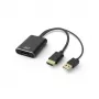 ACT AC7536 HDMI į DisplayPort adapteris 0,24 m, USB maitinimo laidas, juodas