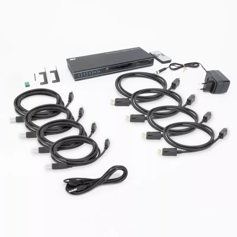 ACT 4 prievadų DisplayPort 4K@60Hz KVM jungiklis