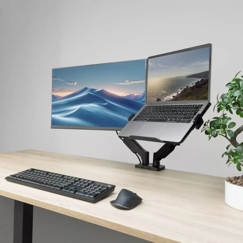 ACT Universal laptopo lentyna monitorių rankoms, juoda, plienas, 29.5 cm (11.6 col.), 43.9 cm (17.3 col.), 9 kg, 75 x 75 mm