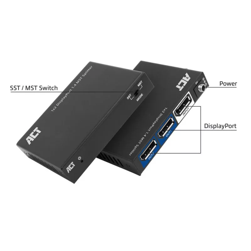 ACT 1x2 DisplayPort 1.4 MST skirstytuvas (AC7720)