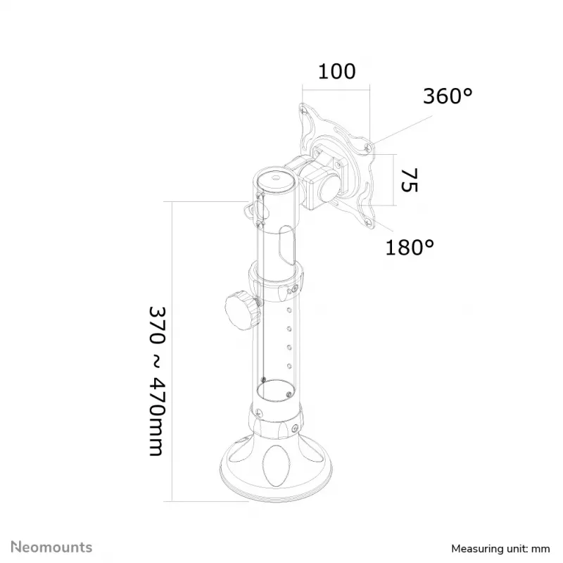 Neomounts FPMA-D025SILVER monitoriaus rankena 10-30 colių - pasukama