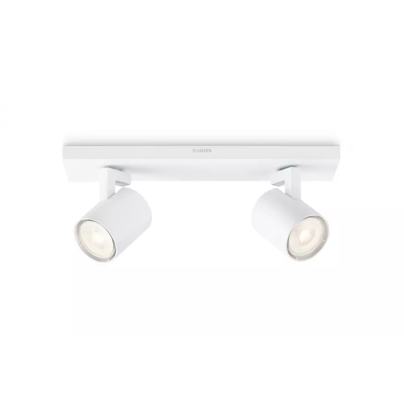 Paviršinis šviestuvas Philips myLiving 5309231P0, GU10 LED 7 W, 2700K, 255 lm, 2 šviesos šaltiniai, reguliuojamas, baltas