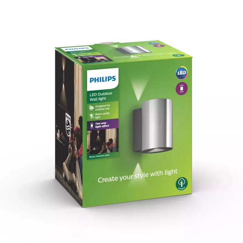 Philips myGarden Buxus Sieninis Šviestuvas 4.5W, Lauko Apšvietimas, Nerūdijantis Plienas, Metalas, IP44, Terasa, Sodas