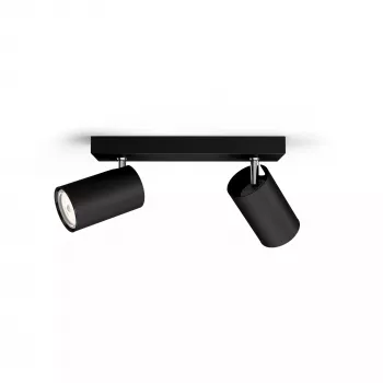 Sieninis/lubinis prožektorius Signify Philips myLiving Kosipo 2x GU10 LED 220-240V IP20 juodas