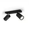 Sieninis/lubinis prožektorius Signify Philips myLiving Kosipo 2x GU10 LED 220-240V IP20 juodas