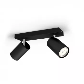 Sieninis/lubinis prožektorius Signify Philips myLiving Kosipo 2x GU10 LED 220-240V IP20 juodas