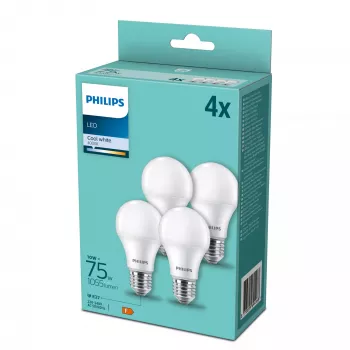 Philips LED lemputė 10W E27 4000K šalta balta (4 vnt. pakuotė)