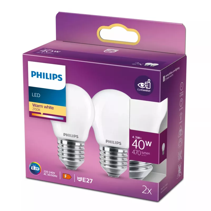 Philips LED lemputė Šilta balta 2700 K 4.3 W E27