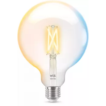 WiZ kaitrinė lemputė skaidri 60 W G125 E27, išmanioji lemputė, Wi-Fi/Bluetooth, skaidri, Wi-Fi 4 (802.11n), 802.11b, 802.11g, LED, E27