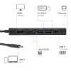 USB-C į HDMI stotelė CLUB3D 7-1 — laidinė, Gigabit Ethernet, juoda, 136×34×94,5 mm