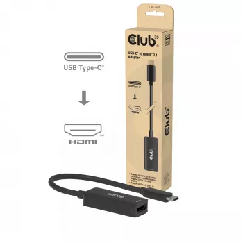 USB-C į HDMI 2.1 adapteris Club 3D CAC-2505 — 8K@60Hz, USB Type-C į HDMI + USB, 0,12 m