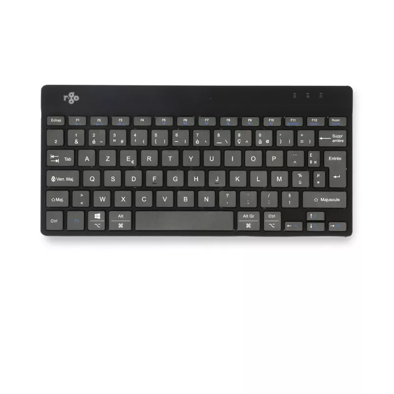 Ergonominė klaviatūra R-Go Compact Break, kompaktiška, su pertraukų programine įranga, AZERTY (FR), Bluetooth, juoda